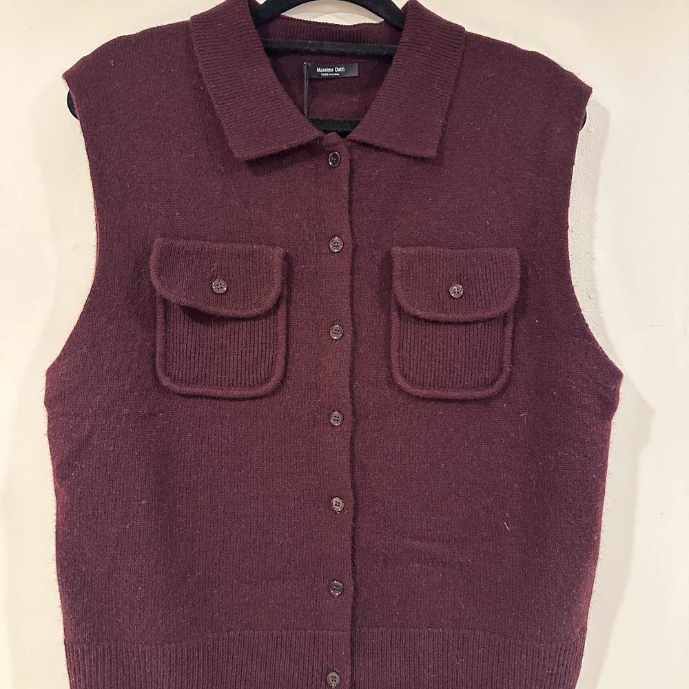Massimo Dutti Dark Burgundy Sweater Vest